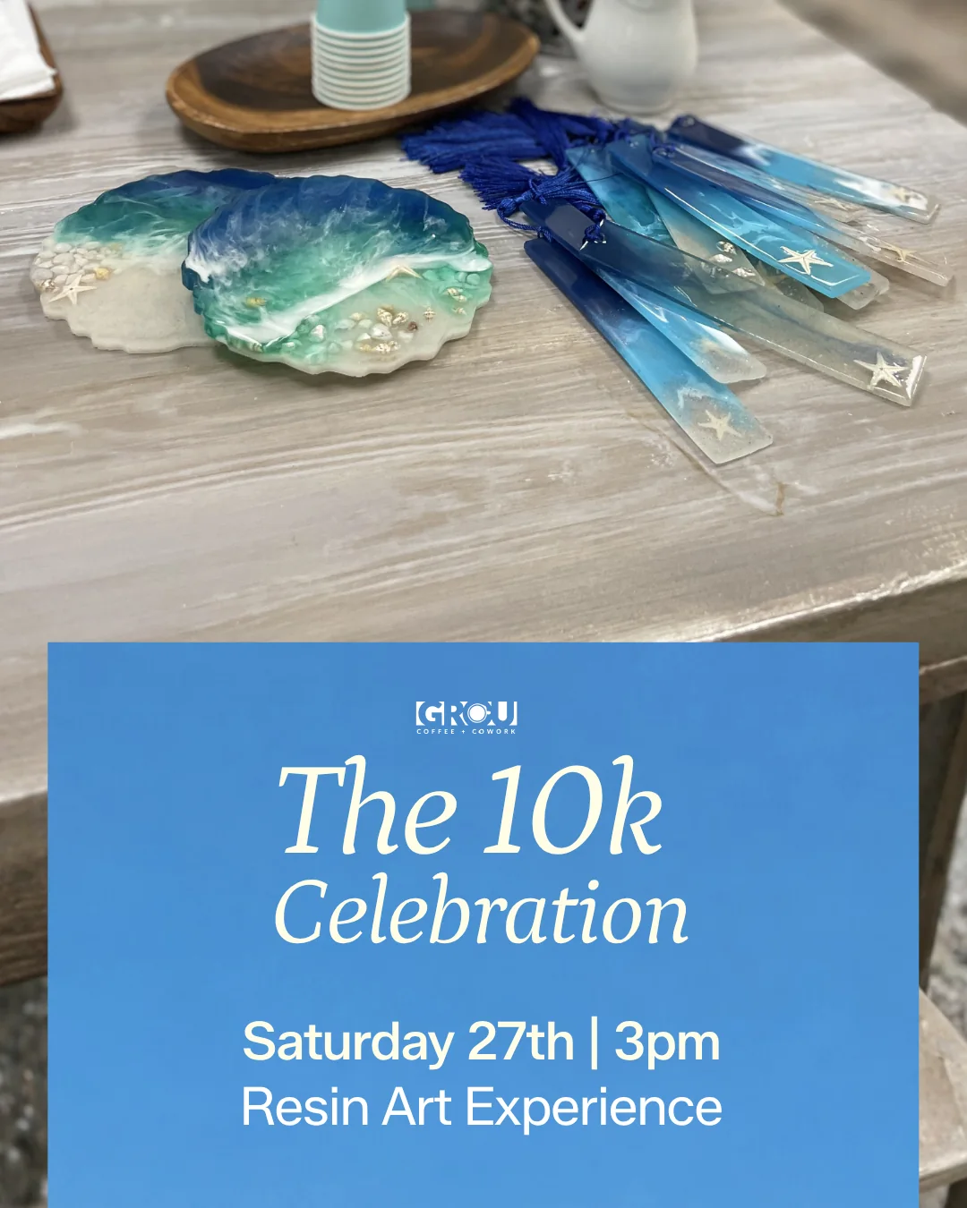 Celebración 10K · Resin Art Experience — Ocean Edition